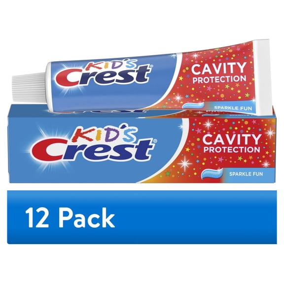 (12 pack) Crest Toothpaste, Kids Cavity Protection Toothpaste, Sparkle Fun Flavor, 4.6 oz, For Ages 3+