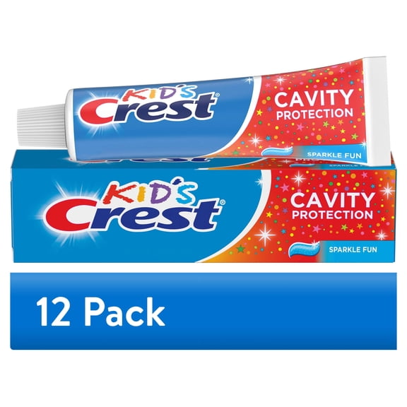 (12 pack) Crest Toothpaste, Kids Cavity Protection Toothpaste, Sparkle Fun Flavor, 4.6 oz, For Ages 3+
