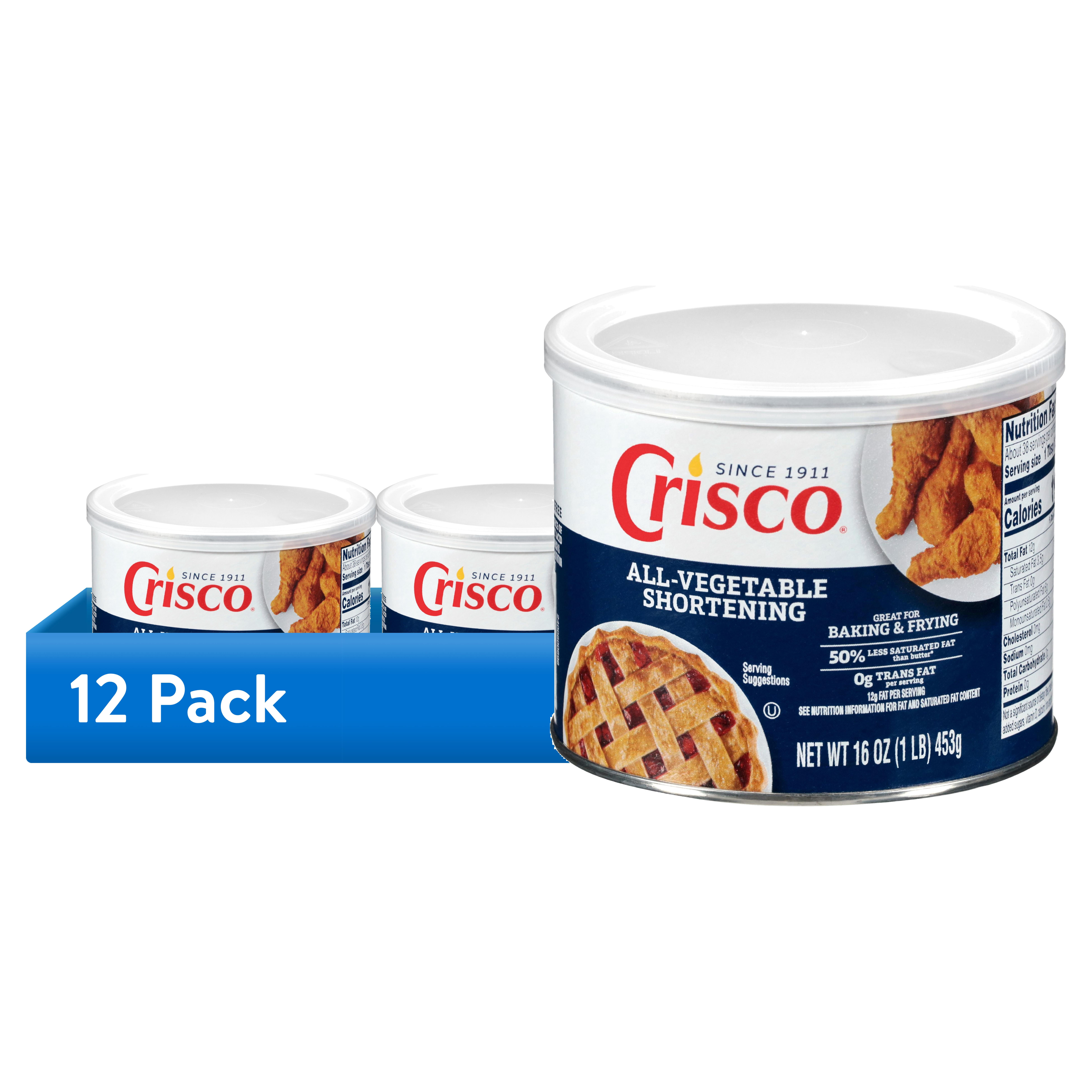 (12 pack) Crisco All-Vegetable Shortening, Whole, 16 oz Can