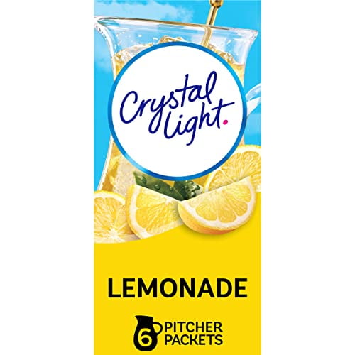 (12 pack) Crystal Light Drink Mix, 6 Pitcher Packets, for Flavorful Hydration and Shareable Refreshment, Lemonade, natural flavor with other natural flavor, Zero Sugar, Low Calorie, 3.2 oz