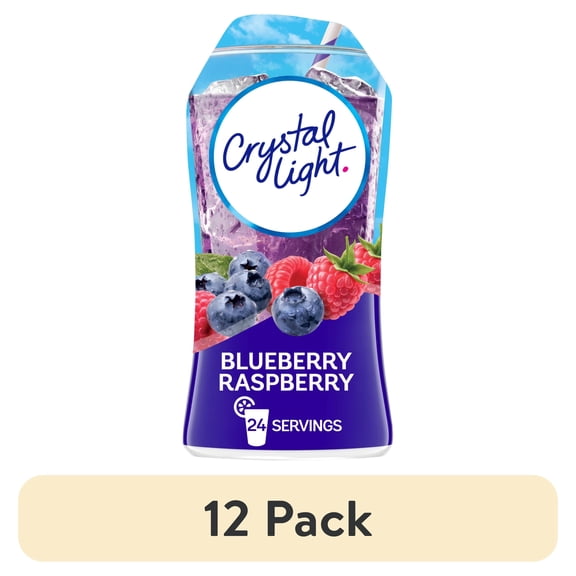 (12 pack) Crystal Light Liquid Blueberry Raspberry Naturally Flavored Drink Mix, 1.62 fl oz Bottle