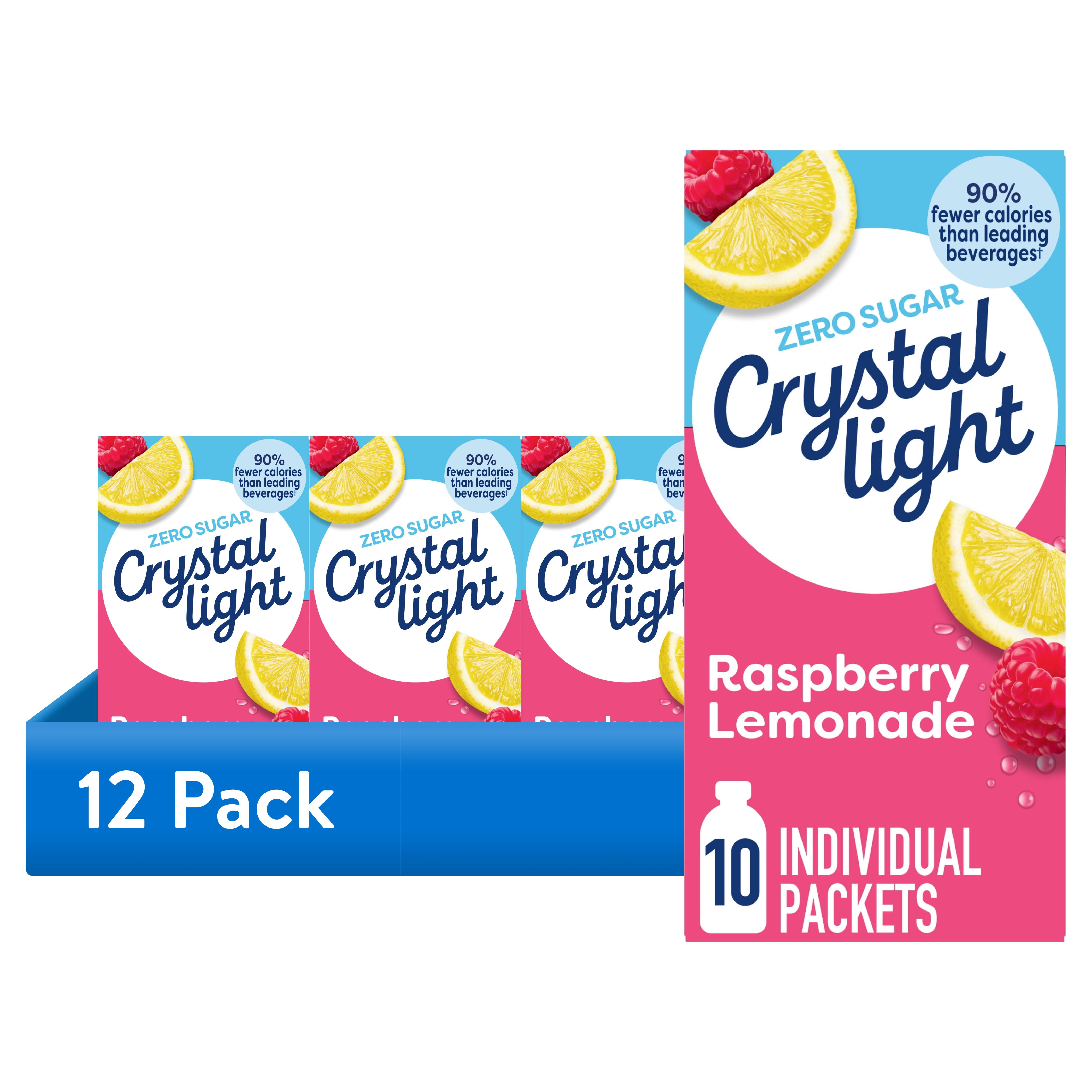 (12 pack) Crystal Light Drink Mix, 10 Packets, for Convenient On-the-Go Flavorful Hydration, Raspberry Lemonade artificial flavor, Zero Sugar, 0.8 oz