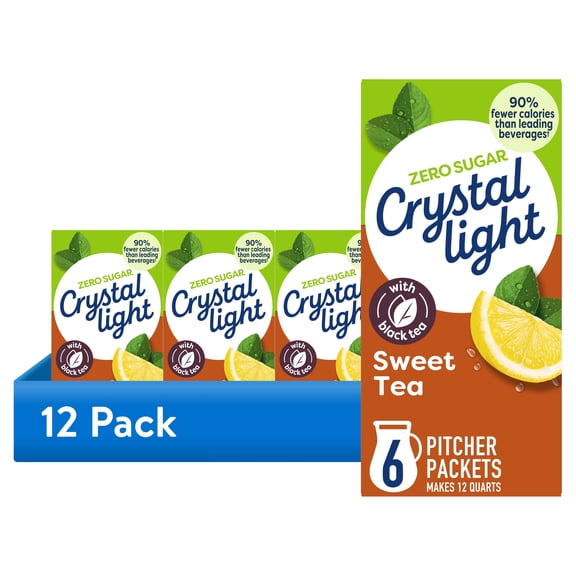 (12 pack) Crystal Light Drink Mix, 6 Pitcher Packets, for Flavorful Hydration and Shareable Refreshment, Sweet Tea Natural Flavor, Made with Black Tea, 1.56 oz