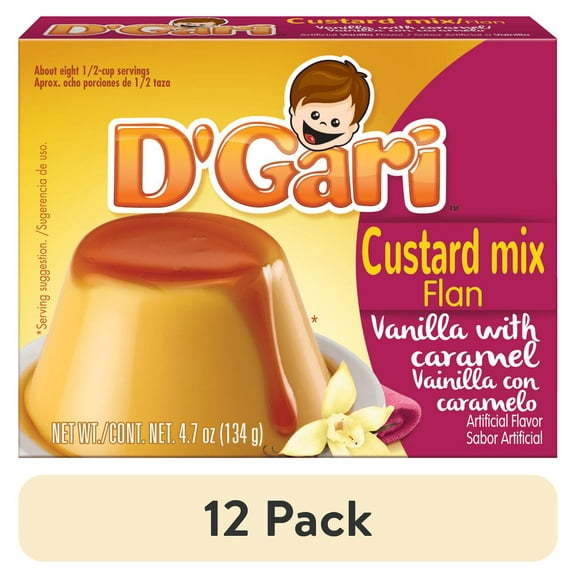 (12 pack) D'Gari Caramel Custard Vanilla, 4.7 oz