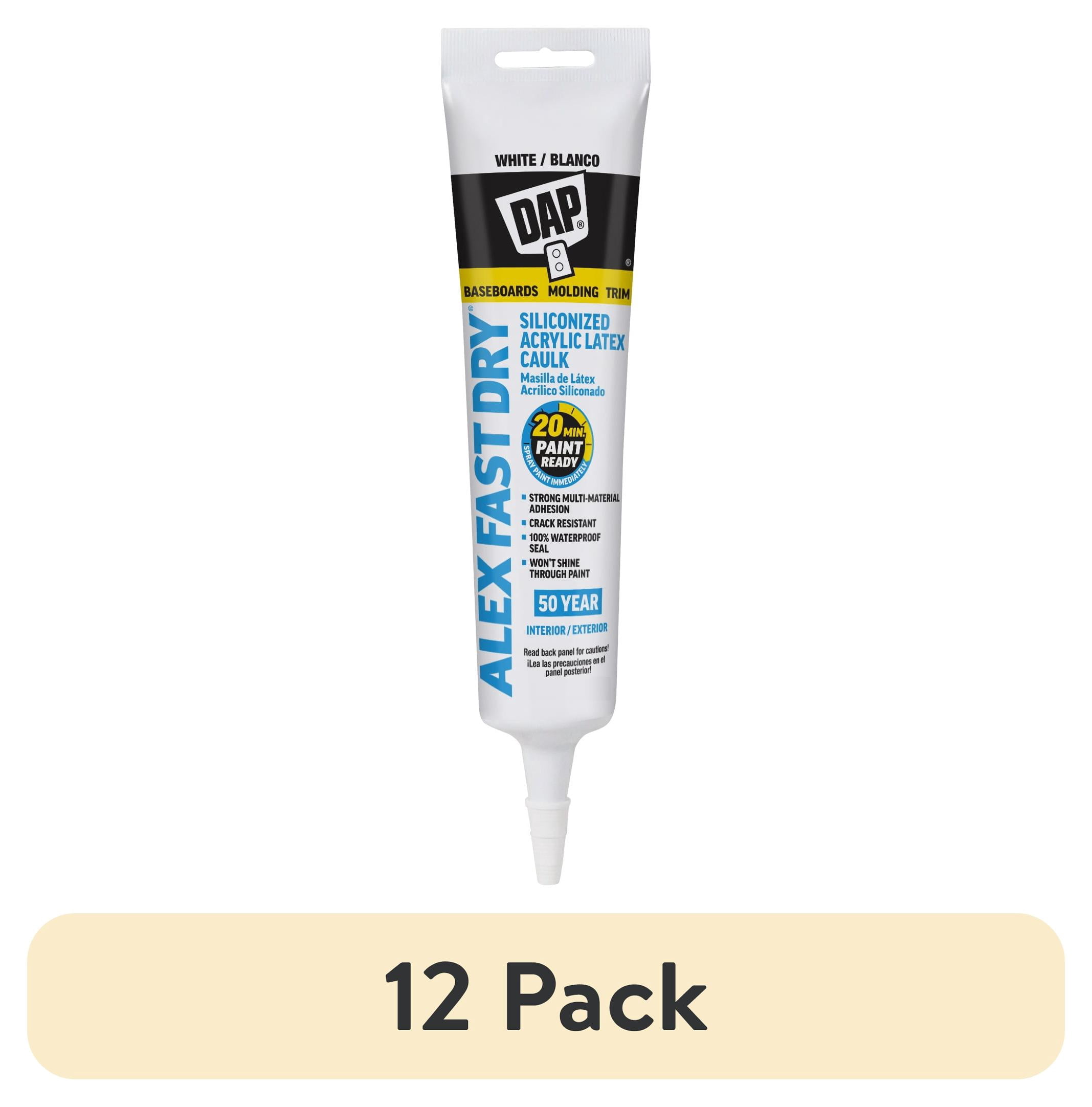 (12 pack) DAP Alex Fast Dry 5.5 oz White Acrylic Latex Silicone Caulk