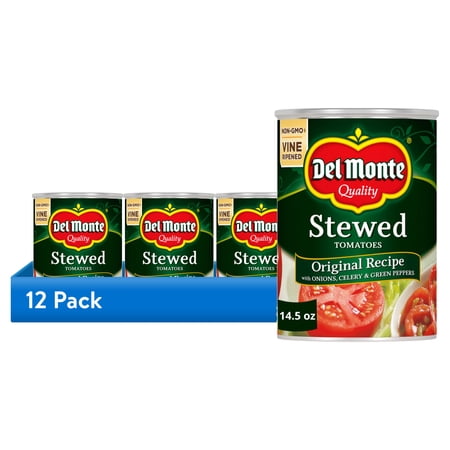 (12 pack) Del Monte Stewed Tomatoes with Onions, Celery and Green Peppers, 14.5 oz Can
