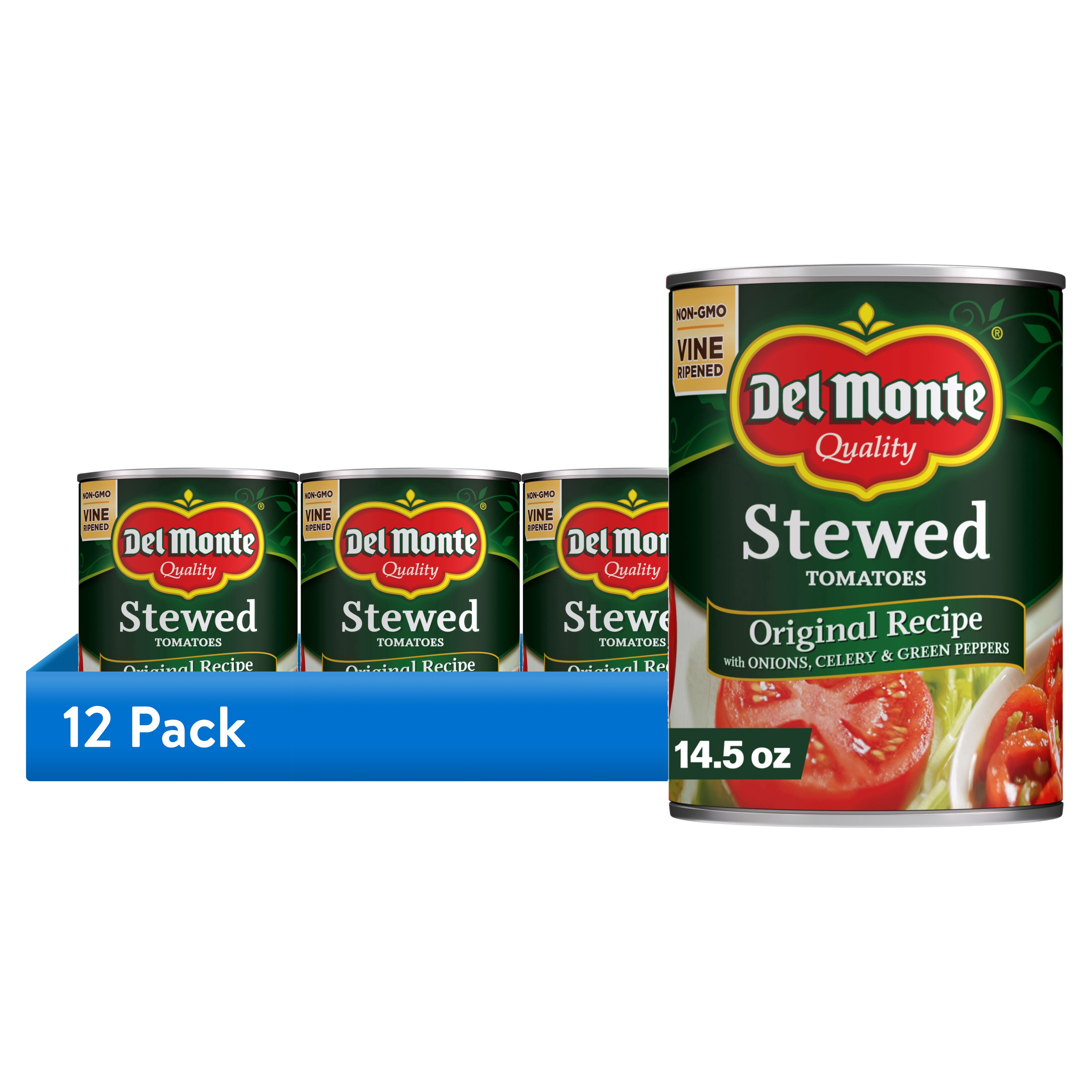 (12 pack) Del Monte Stewed Tomatoes with Onions, Celery and Green Peppers, 14.5 oz Can