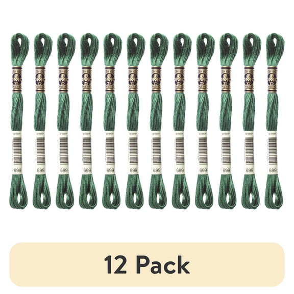 (12 pack) DMC Mouline 117-699 Six-Strand Embroidery Thread, Green, 8.7-Yards