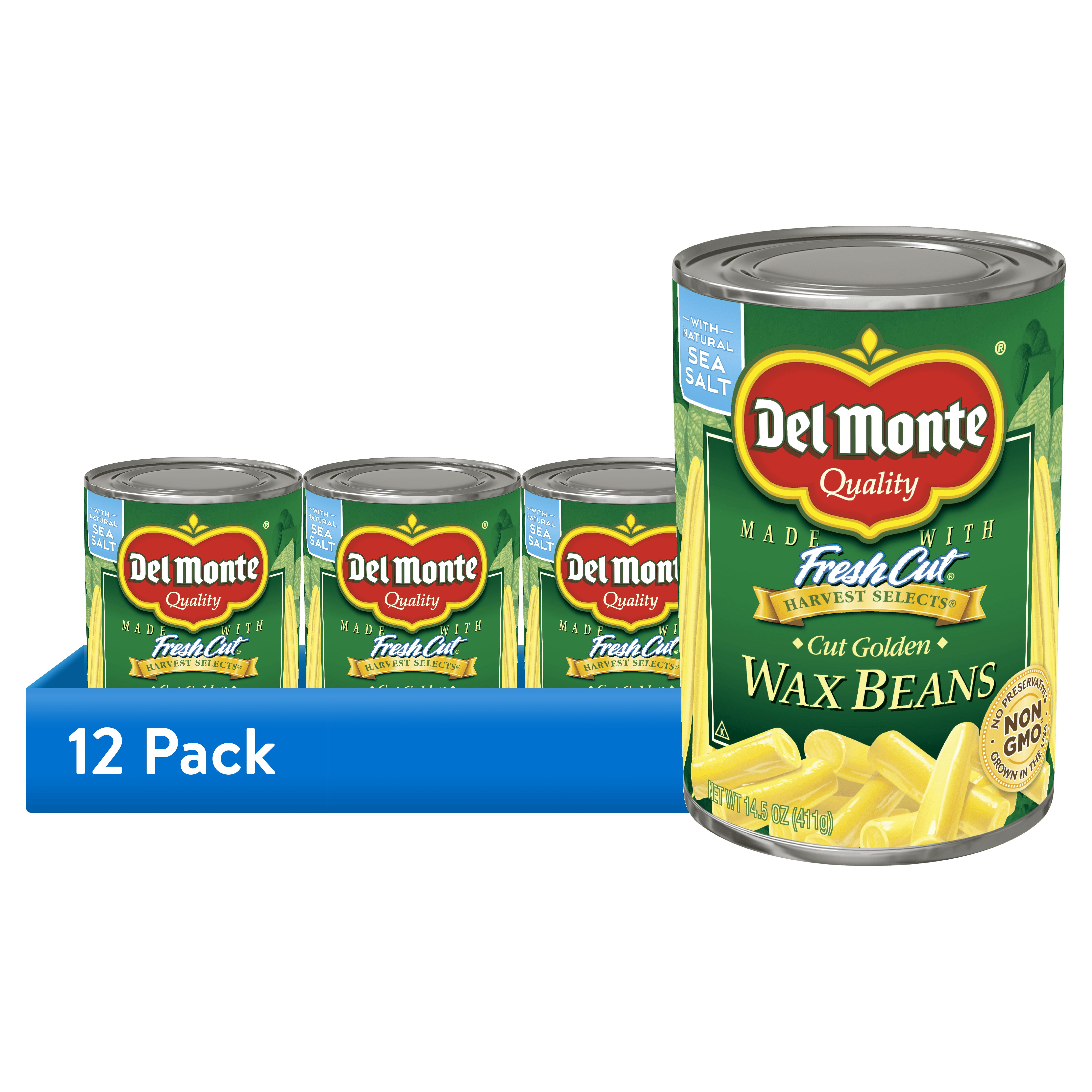 (12 pack) Del Monte Canned Cut Golden Wax Beans, 14.5 oz Can