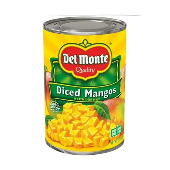 (12 pack) Del Monte Diced Mango in Extra Light Syrup, Canned Fruit, 15 oz Can