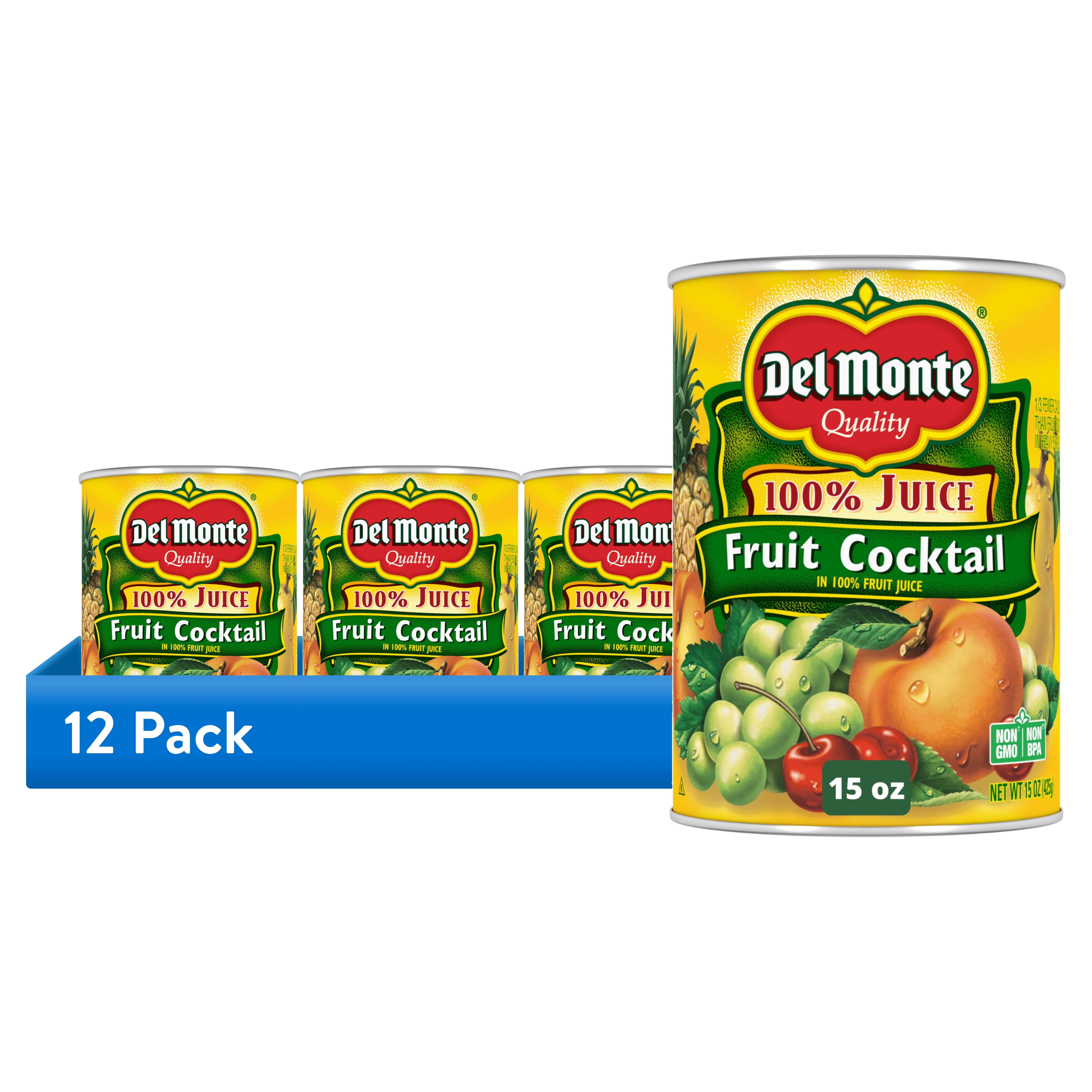 (12 pack) Del Monte Fruit Cocktail in Fruit Juice, Canned Fruit, 15 oz Can
