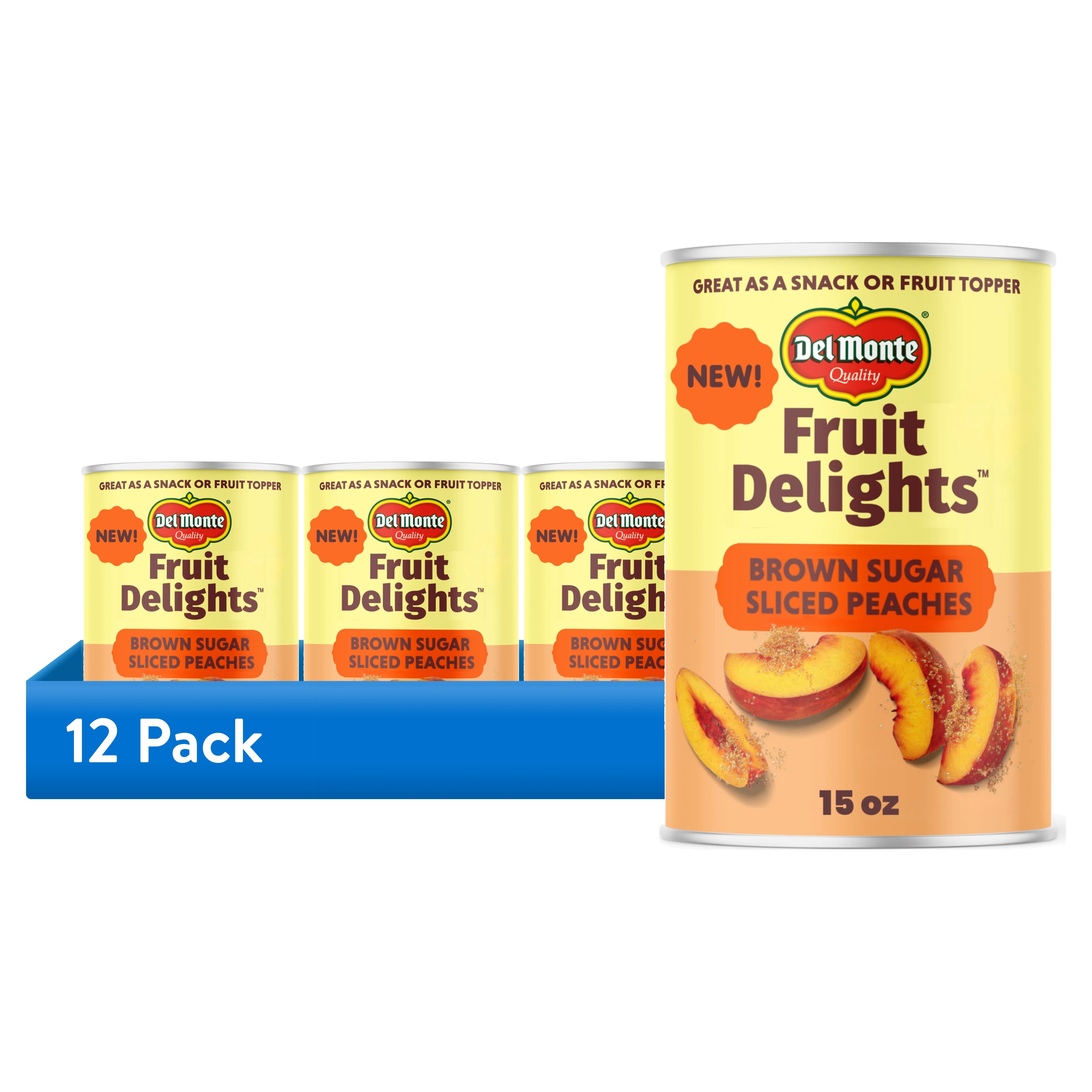(12 pack) Del Monte® Fruit Delights Sliced Peaches in Brown Sugar Extra Light Syrup 15 oz. Can