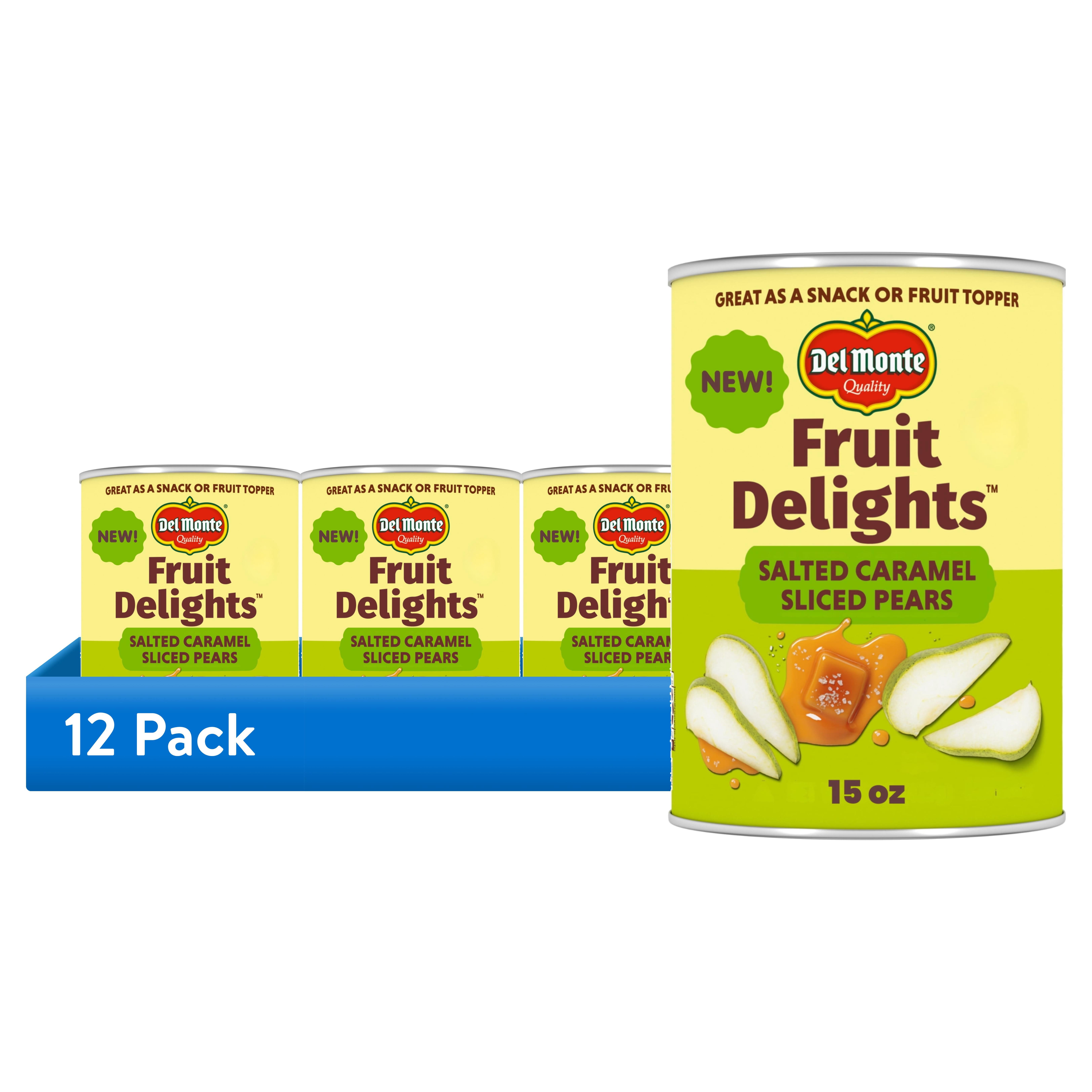 (12 pack) Del Monte® Fruit Delights Sliced Pears with Salted Caramel in Extra Light Syrup. 15 oz. Can