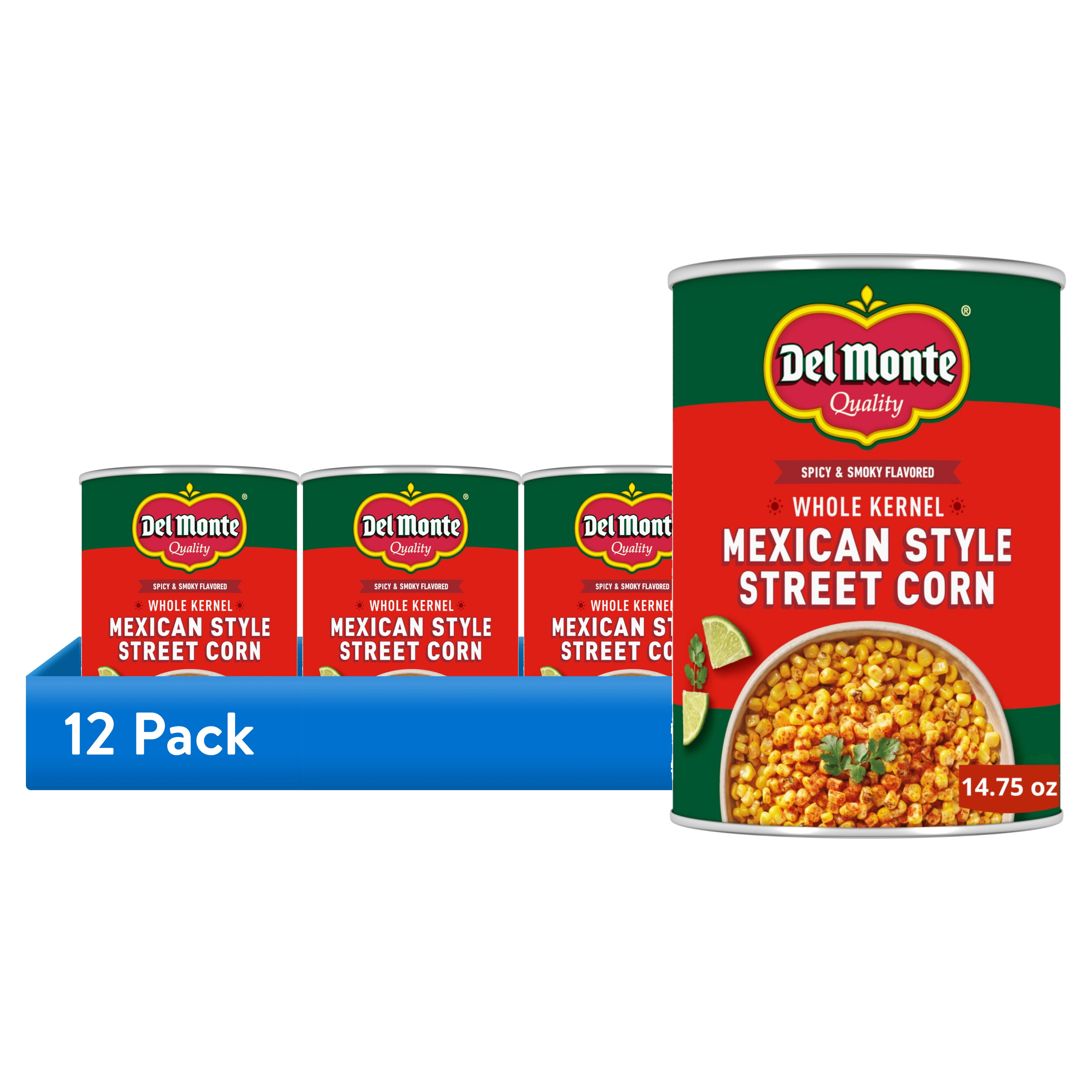 (12 pack) Del Monte Mexican Style Street Corn, Canned Vegetables, 14.75 oz Can