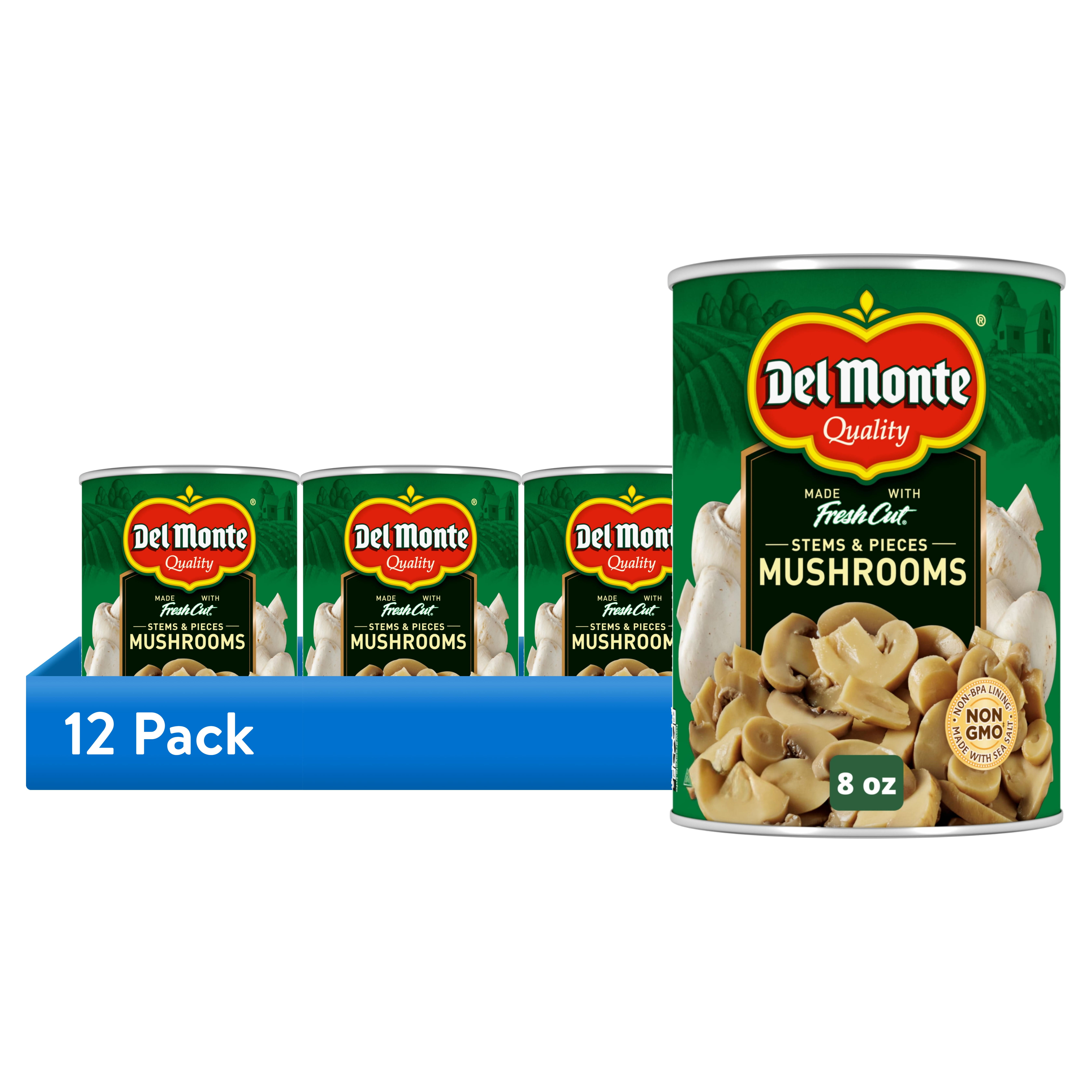 (12 pack) Del Monte Mushroom Stems and Pieces, 8 oz Can, Canned Vegetables