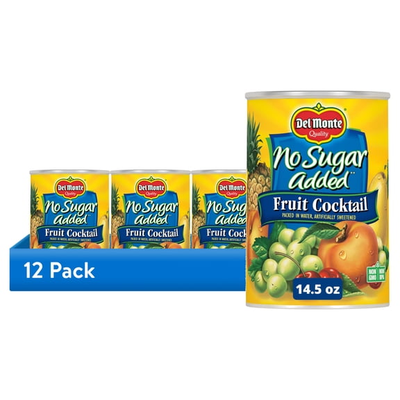 (12 pack) Del Monte No Sugar Added Mixed Fruit Cocktail, Canned Fruit, 14.5 oz Aluminum Can