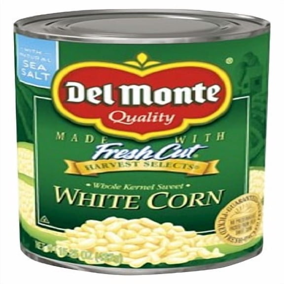 (12 pack) Del Monte Harvest Selects Sweet White Whole Kernel Corn, 15.25 oz Can, Canned Vegetables