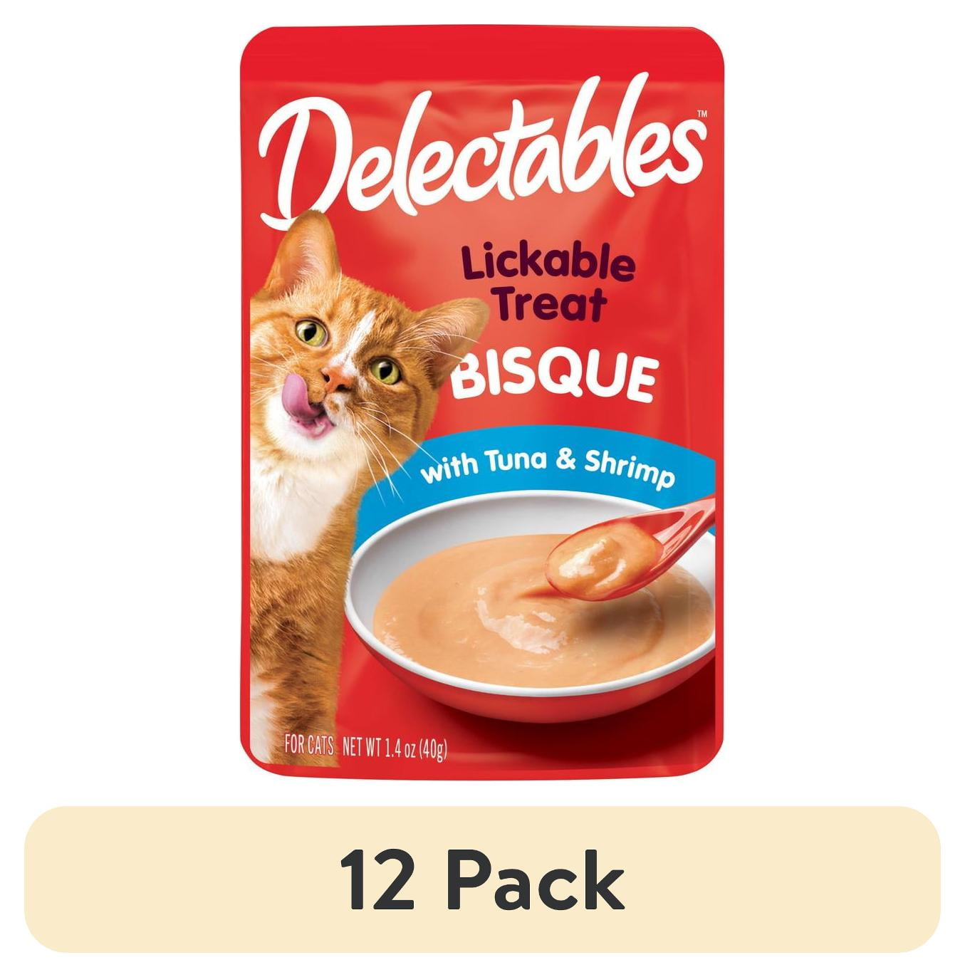 (12 pack) Delectables Bisque Tuna & Shrimp Lickable Treat for Cats, 1.4 oz