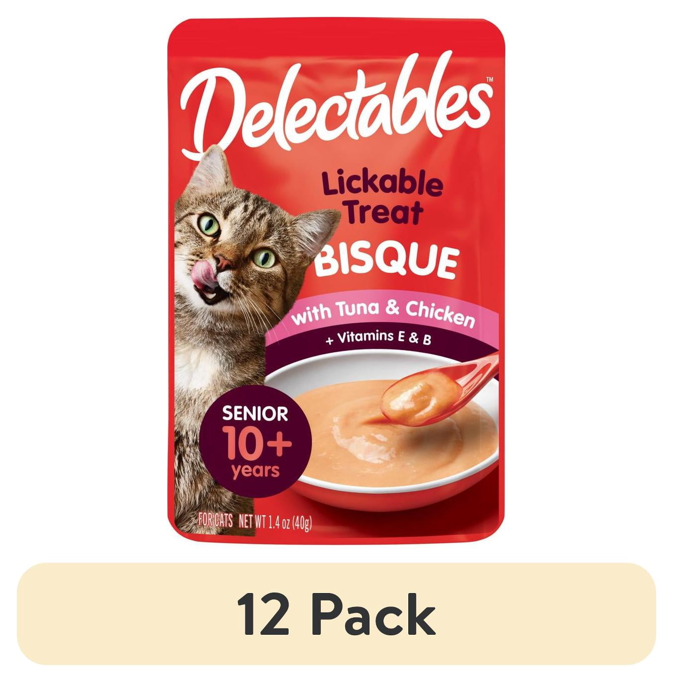 (12 pack) Delectables Lickable Cat Treats - Bisque Senior 10 yrs+ Tuna & Chicken, 1.4 Oz.
