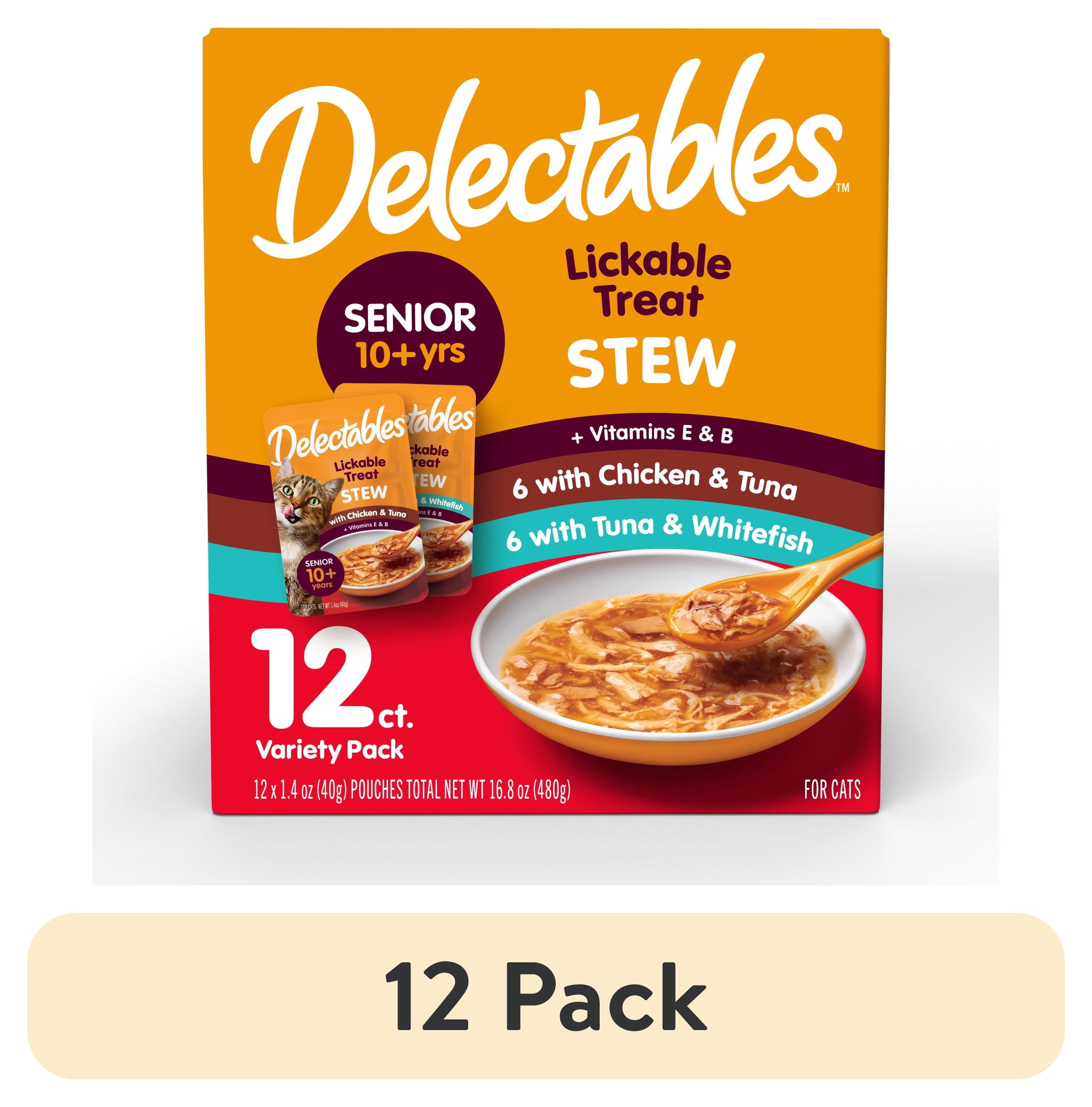 (12 pack) Delectables Stew Senior 10+ Variety Pack Lickable Cat Treats, 12-Pack