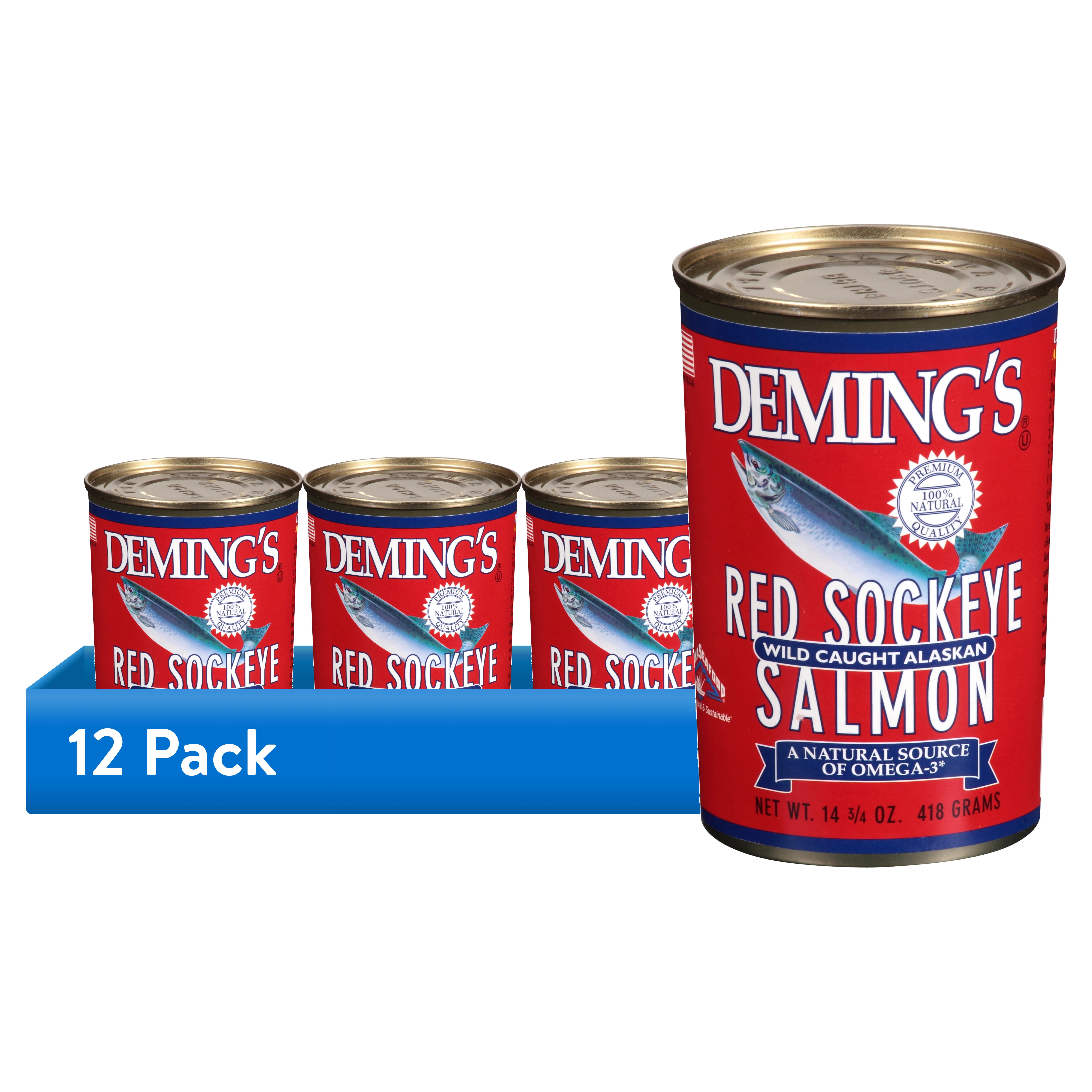 (12 pack) Deming's Red Sockeye Wild Caught Alaskan Canned Salmon, 14.75 Oz