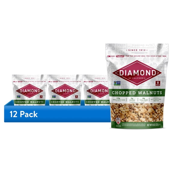 (12 pack) Diamond of California Chopped Walnuts 8 oz
