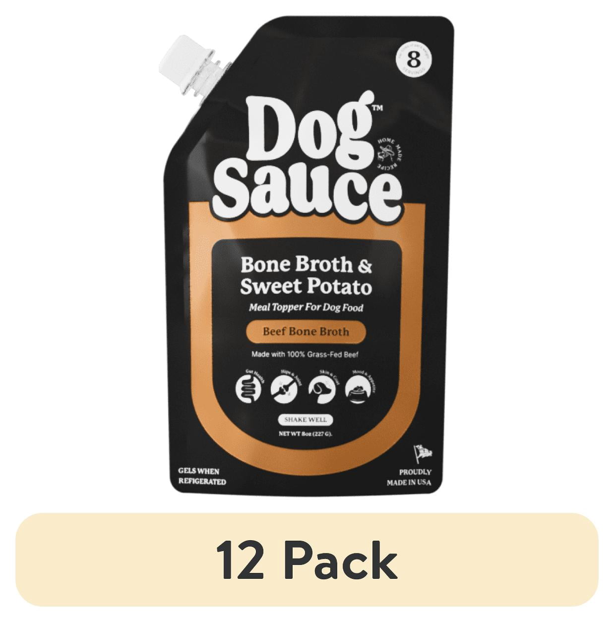 (12 pack) DogSauce Sweet Potato & Beef Bone Broth Gourmet Meal Topper for Dogs, 8 oz