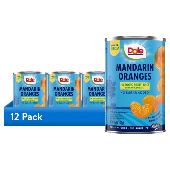 (12 pack) Dole Mandarin Oranges in 100% Fruit Juice From Concentrate**, 15 oz Can