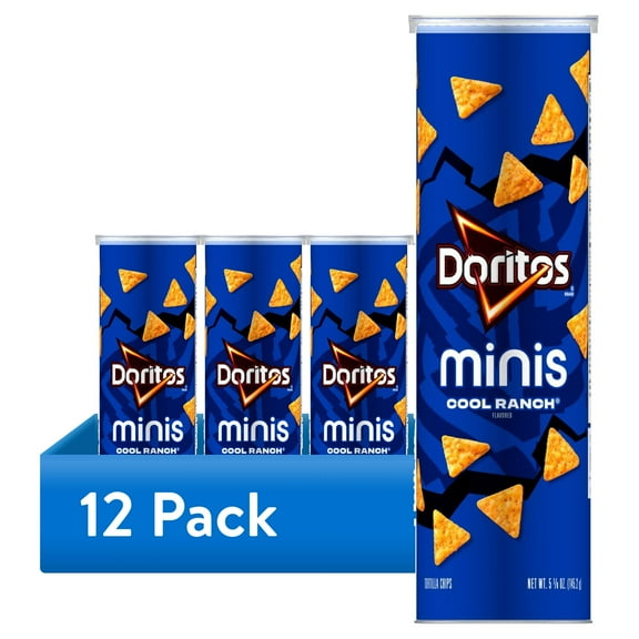 (12 pack) Doritos Minis Tortilla Chips Cool Ranch Flavored, 5.125 oz, Canister
