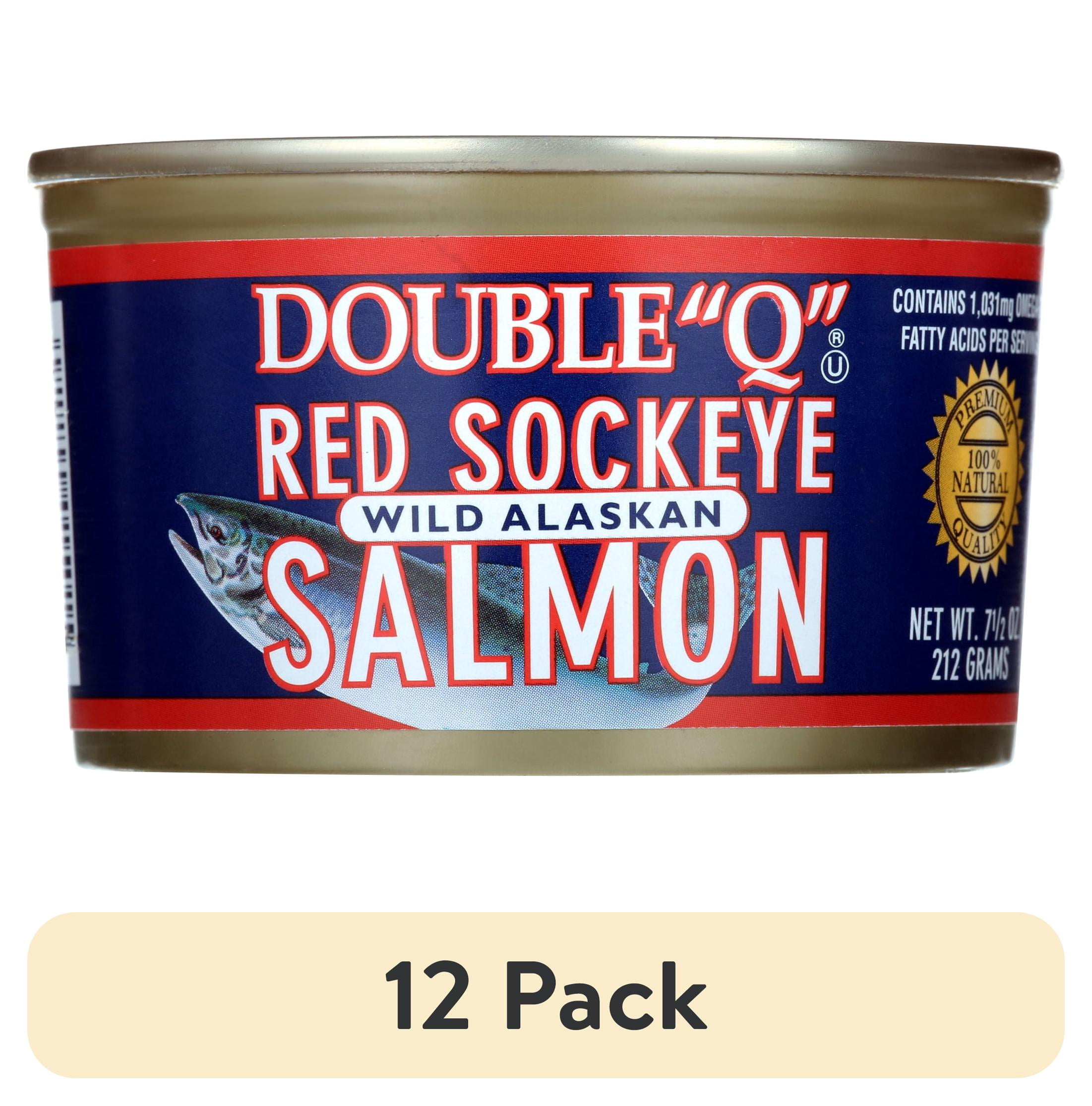 (12 pack) Double "Q" Wild Alaskan Red Sockeye Salmon, 7.5 oz Can