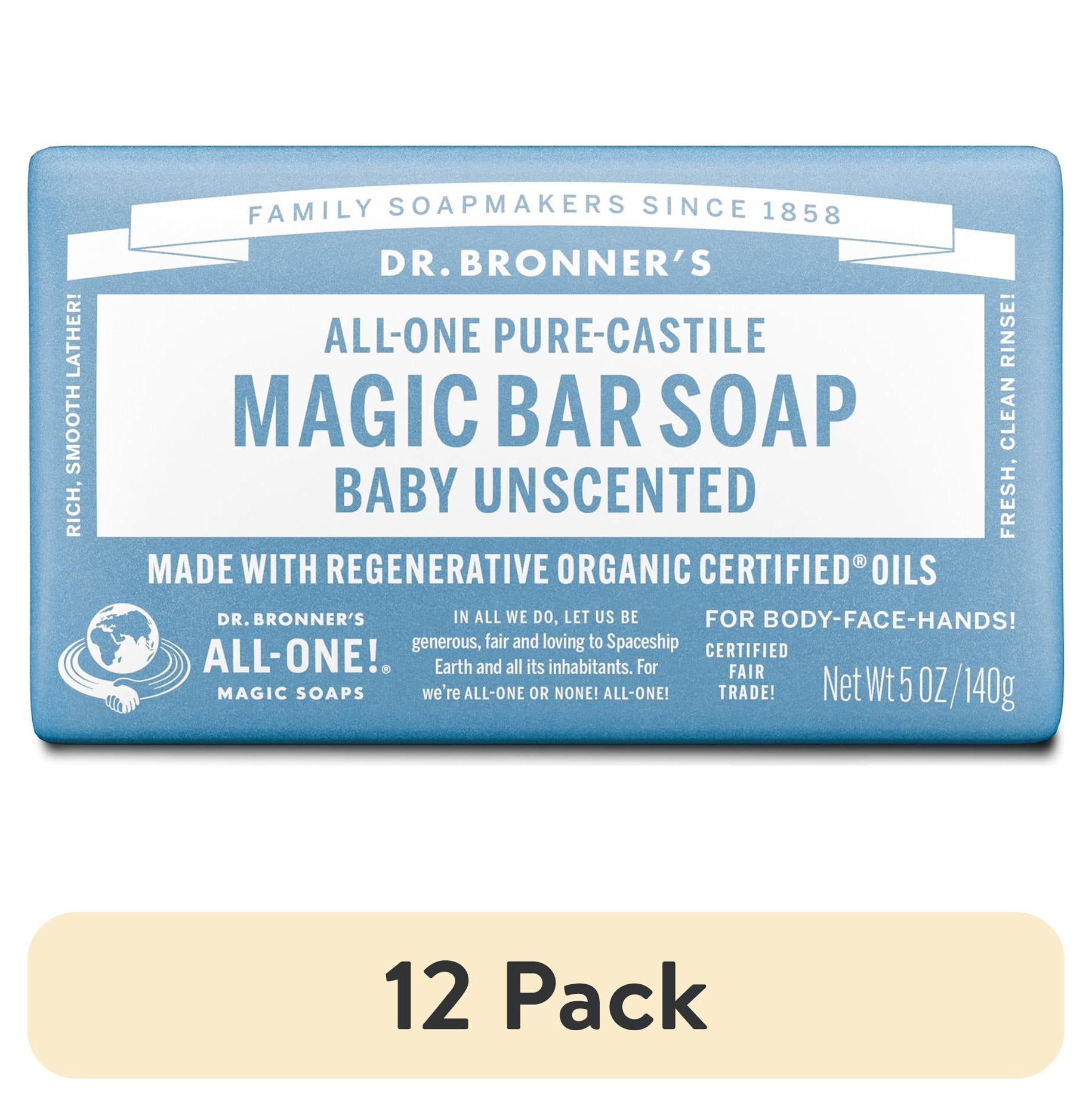 (12 pack) Dr.Bronner's Magic Bar Soap, Baby Unscented, Pure-Castile Soap, 5 oz