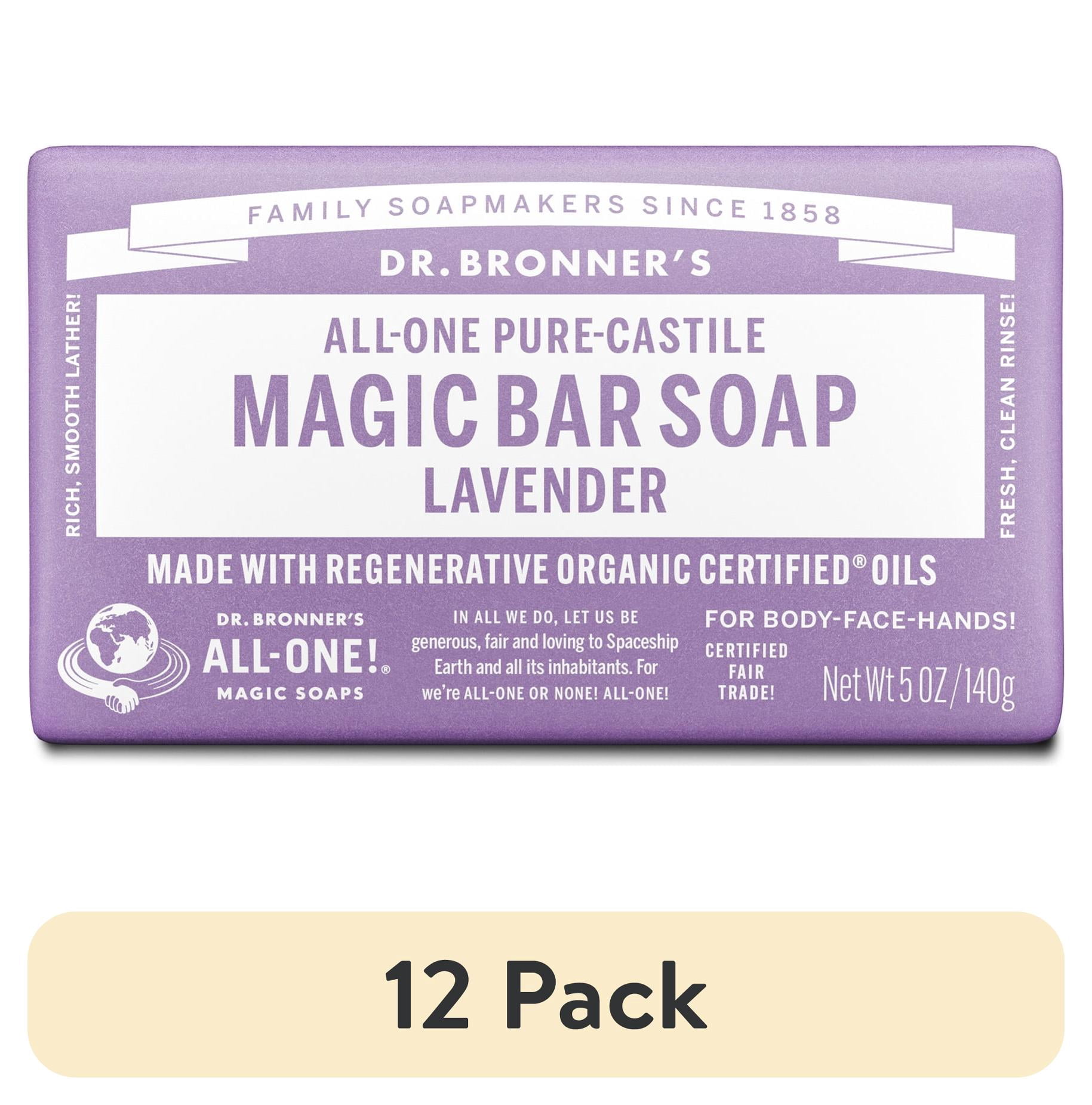 (12 pack) Dr. Bronner's Magic Bar Soap – Lavender - Pure-Castile Soap - 5 oz - for face, body, hands