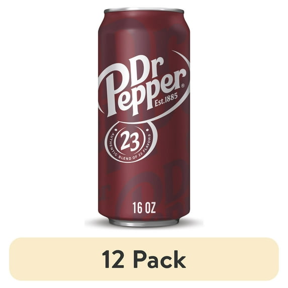 (12 pack) Dr Pepper Soda Pop, 16 fl oz, Can