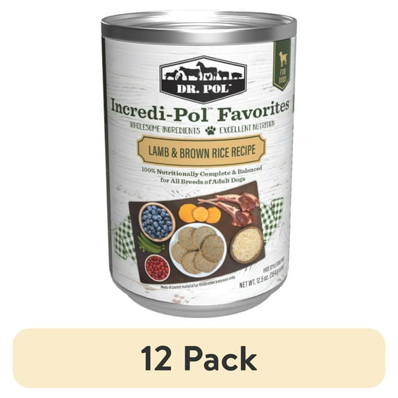 (12 pack) Dr. Pol Incredi-Pol Favorites Lamb & Rice Canned Dog Food, 12.5oz.