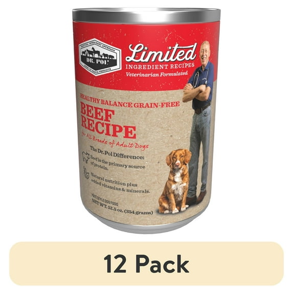 (12 pack) Dr. Pol Limited Ingredient Beef Canned Dog Food, 12.5oz.