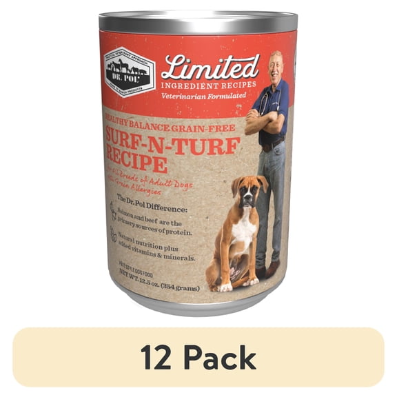 (12 pack) Dr. Pol Limited Ingredient Surf-N-Turf Canned Dog Food, 12.5oz.