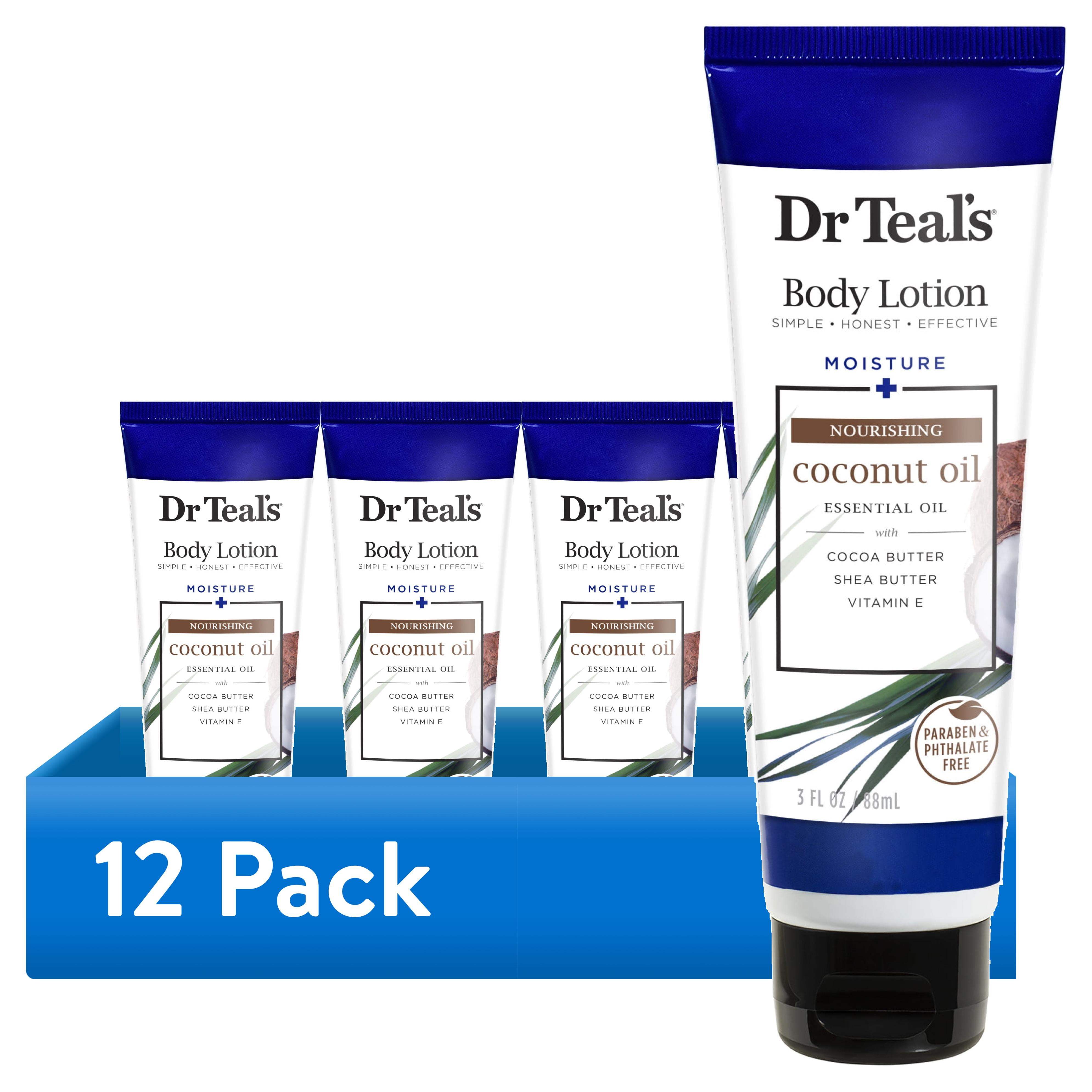 (12 pack) Dr Teal’s Nourish & Protect Body Lotion with Coconut Oil, 24 Hour Moisture, Travel-size, 3 fl oz