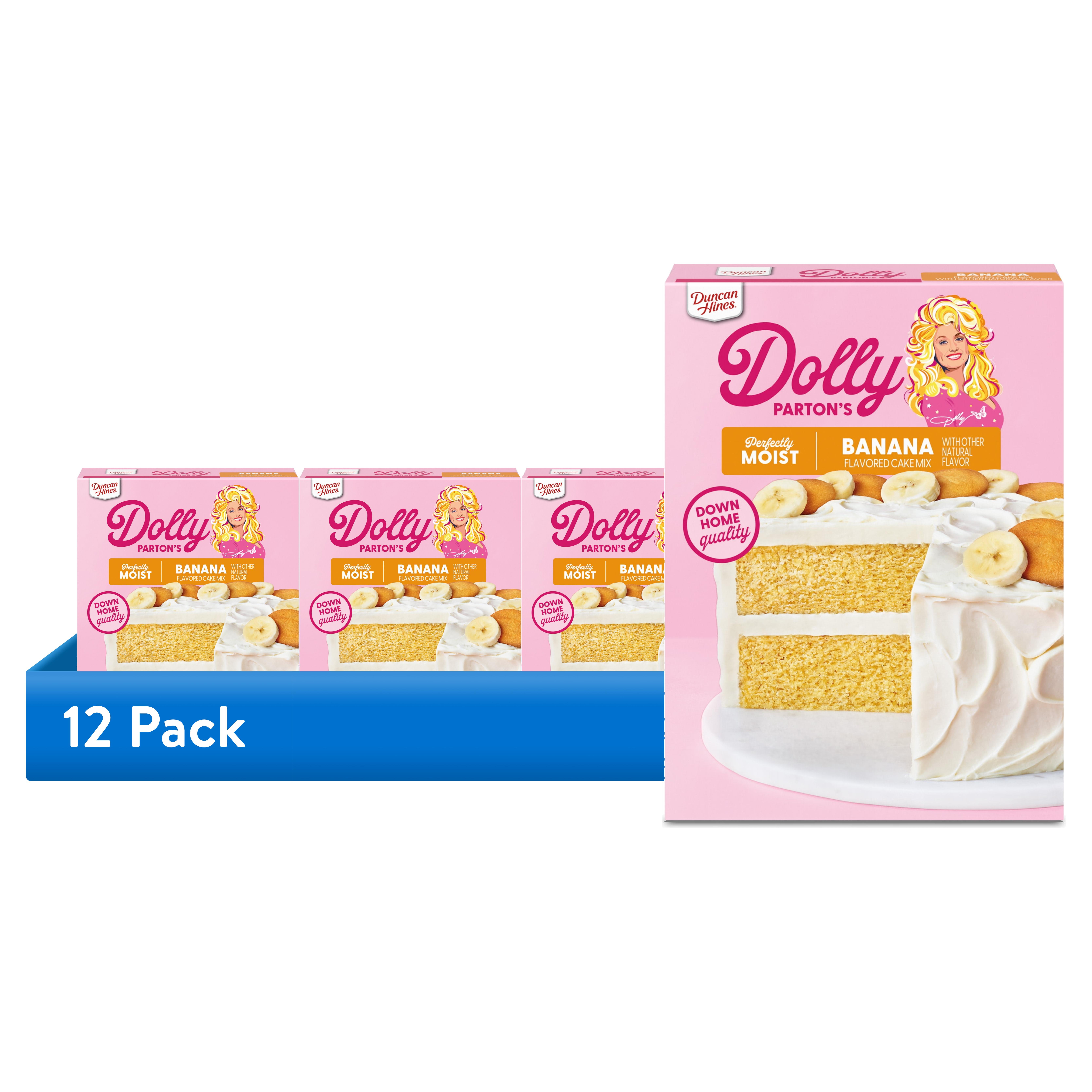 (12 pack) Duncan Hines Dolly Parton's Favorite Banana Flavored Cake Mix, Thanksgiving Baking, 15.25 oz.