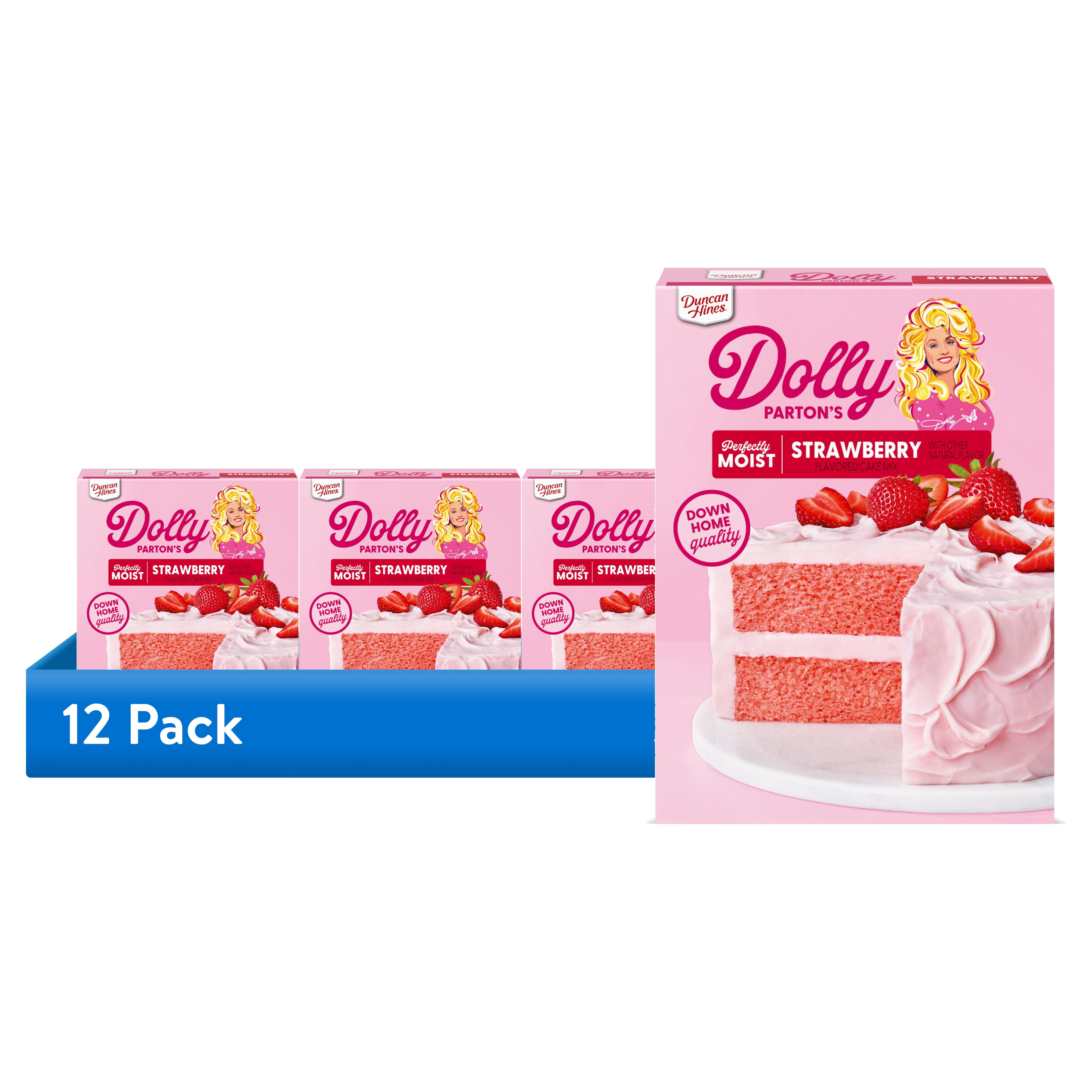 (12 pack) Duncan Hines Dolly Parton's Strawberry Flavored Cake Mix, 15.25 oz.