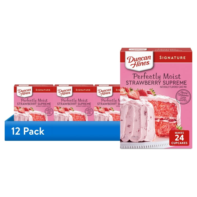 12 pack) Duncan Hines Strawberry Supreme Flavored Cake Mix, 15.25