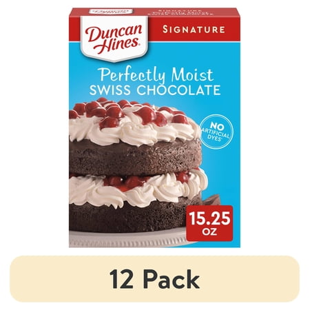 (12 pack) Duncan Hines Signature Perfectly Moist Swiss Chocolate Cake Mix, 15.25 oz.