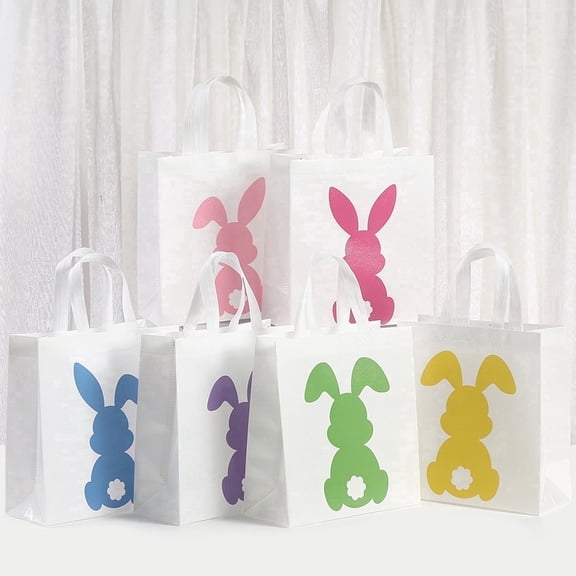 12 pack Easter Gift Bags, Reusable Large Easter Basket with Handles, Non-Woven Treat Bags for Kids Easter Egg Hunt Party Supplies Decorations