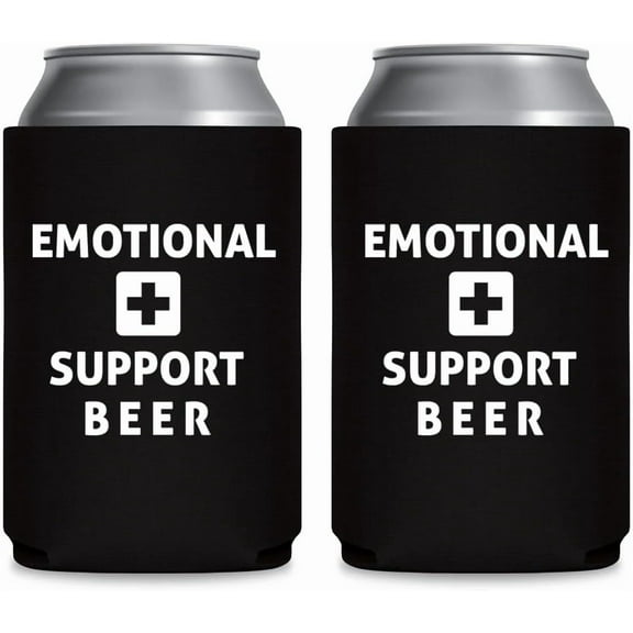 12 pack Emotional Support Beer - Can Sleeve Cooler Insulated Drink Hugger Coolies - Gifts for Dad from Son Daughter Fathers Day - Funny Birthday Present Idea for Him Men Boyfriend Husband