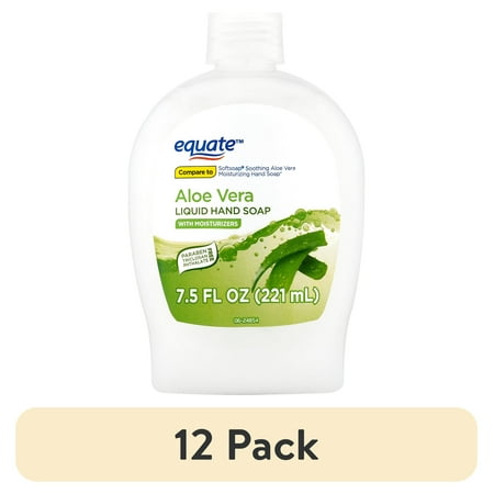 (12 pack) Equate Liquid Hand Soap, Aloe Vera, with Moisturizers, 7.5 fl oz, Compare to Softsoap® Soothing Aloe Vera Moisturizing Hand Soap