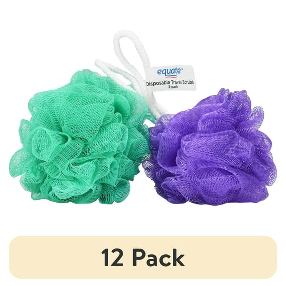 (12 pack) Equate Disposable Travel Body Sponge, 2 Pack, Color May Vary