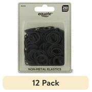 (12 pack) Equate Non-Metal Hair Bands, Black, for Ponytails, Braids, or Bunds (250 Count)