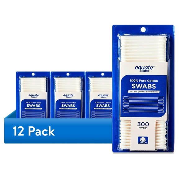 (12 pack) Equate Cotton Swabs, 300 Count