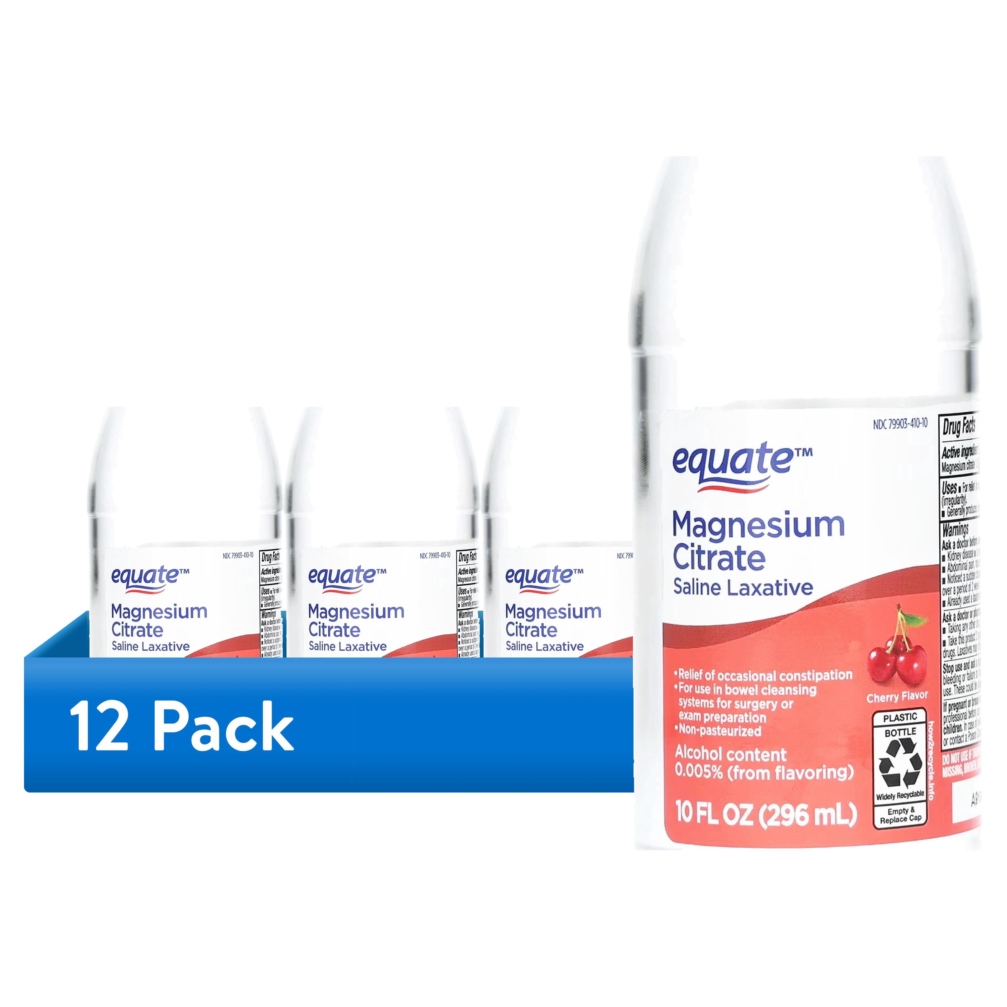 (12 pack) Equate Magnesium Citrate Saline Laxative, Cherry Flavor, 10 oz