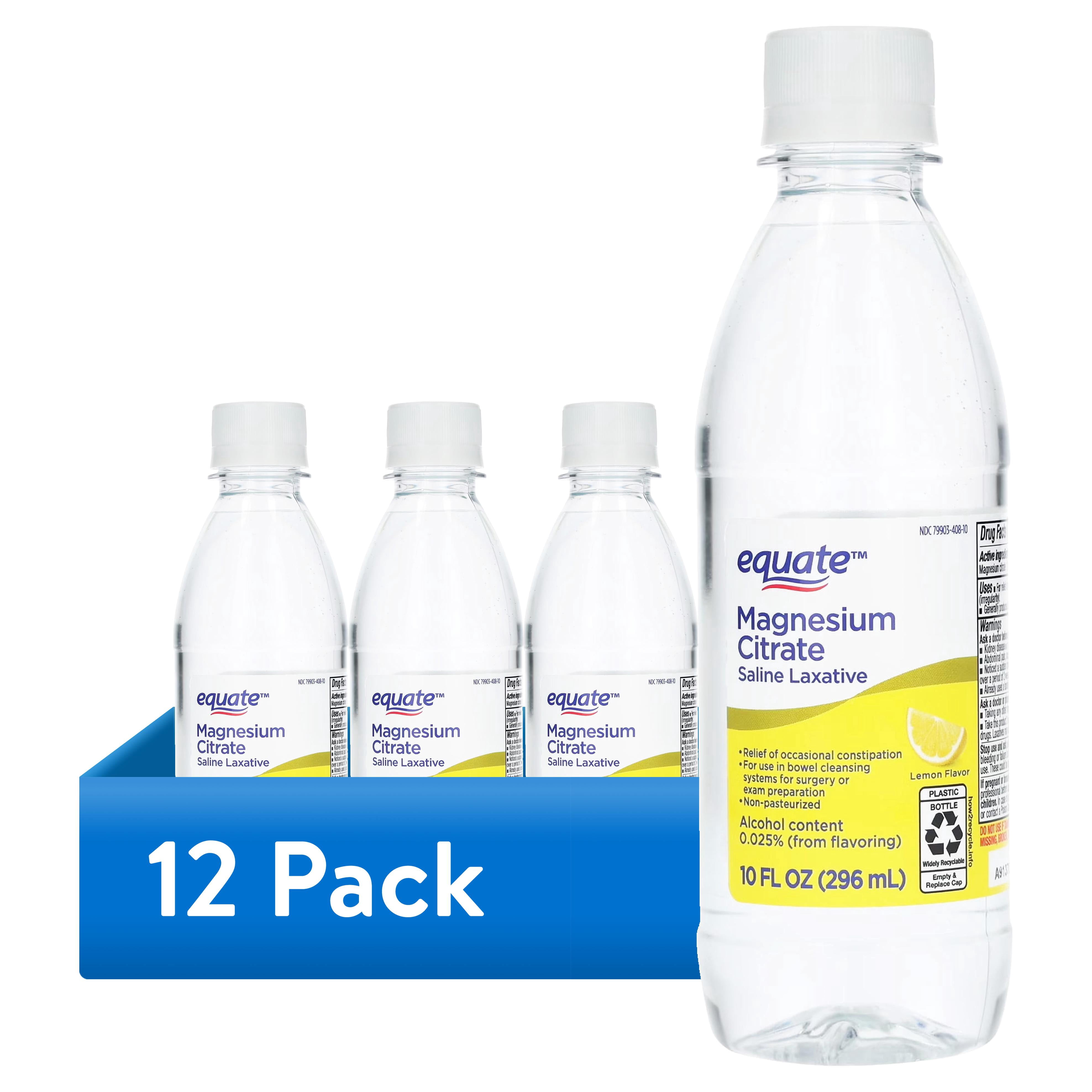(12 pack) Equate Magnesium Citrate Saline Laxative, Lemon Flavor, 10 oz