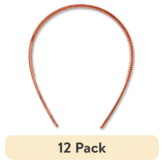 (12 pack) Equate Plastic Headbands, Black and Brown, 2 Count